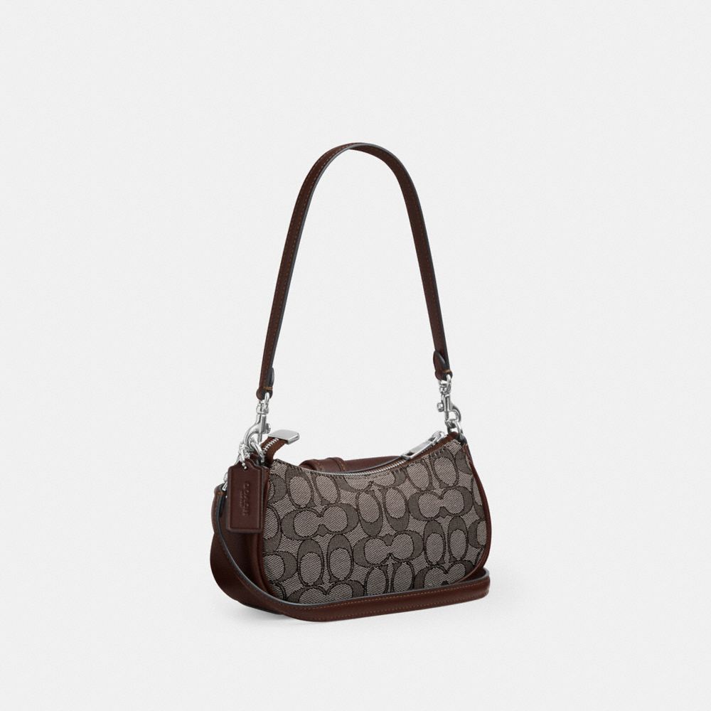 Coach Ashton Mini Shoulder Bag In Signature Jacquard Silver Oak Maple