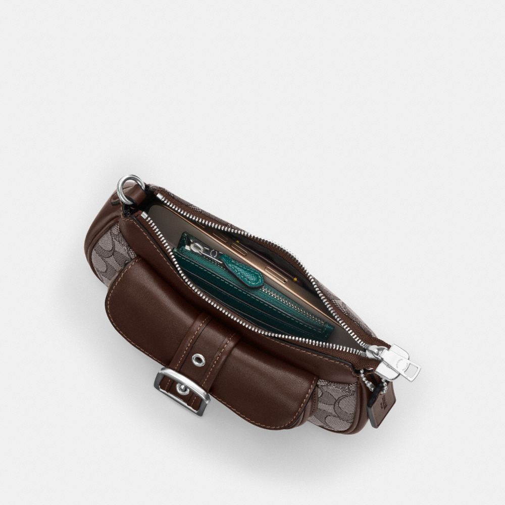 Coach Ashton Mini Shoulder Bag In Signature Jacquard Silver Oak Maple