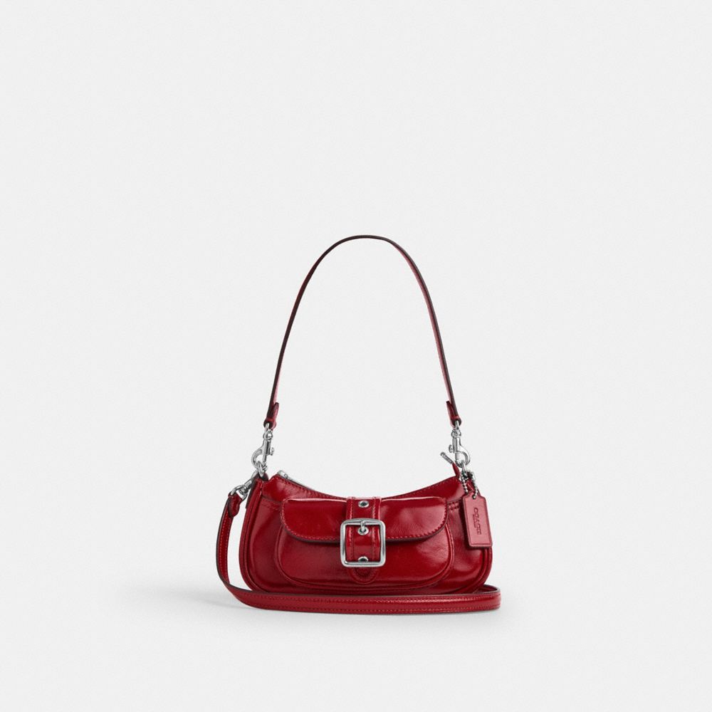 Coach Ashton Mini Shoulder Bag Silver Dark Cardinal