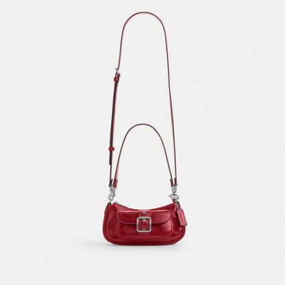 Coach Ashton Mini Shoulder Bag Silver Dark Cardinal