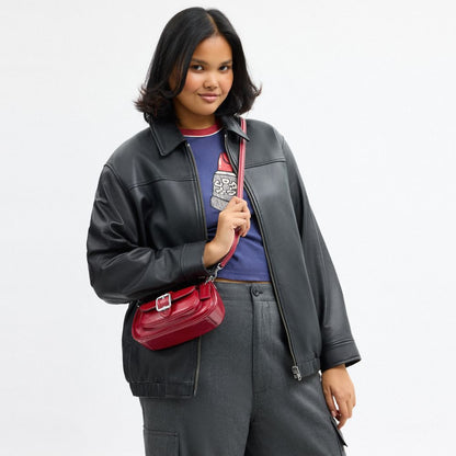 Coach Ashton Mini Shoulder Bag Silver Dark Cardinal