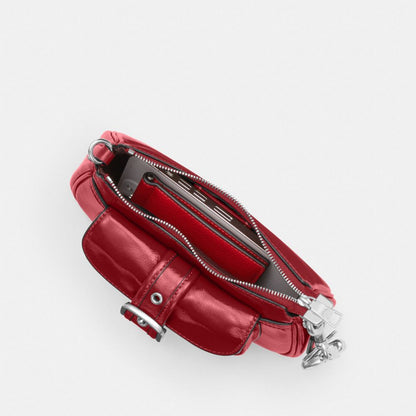 Coach Ashton Mini Shoulder Bag Silver Dark Cardinal