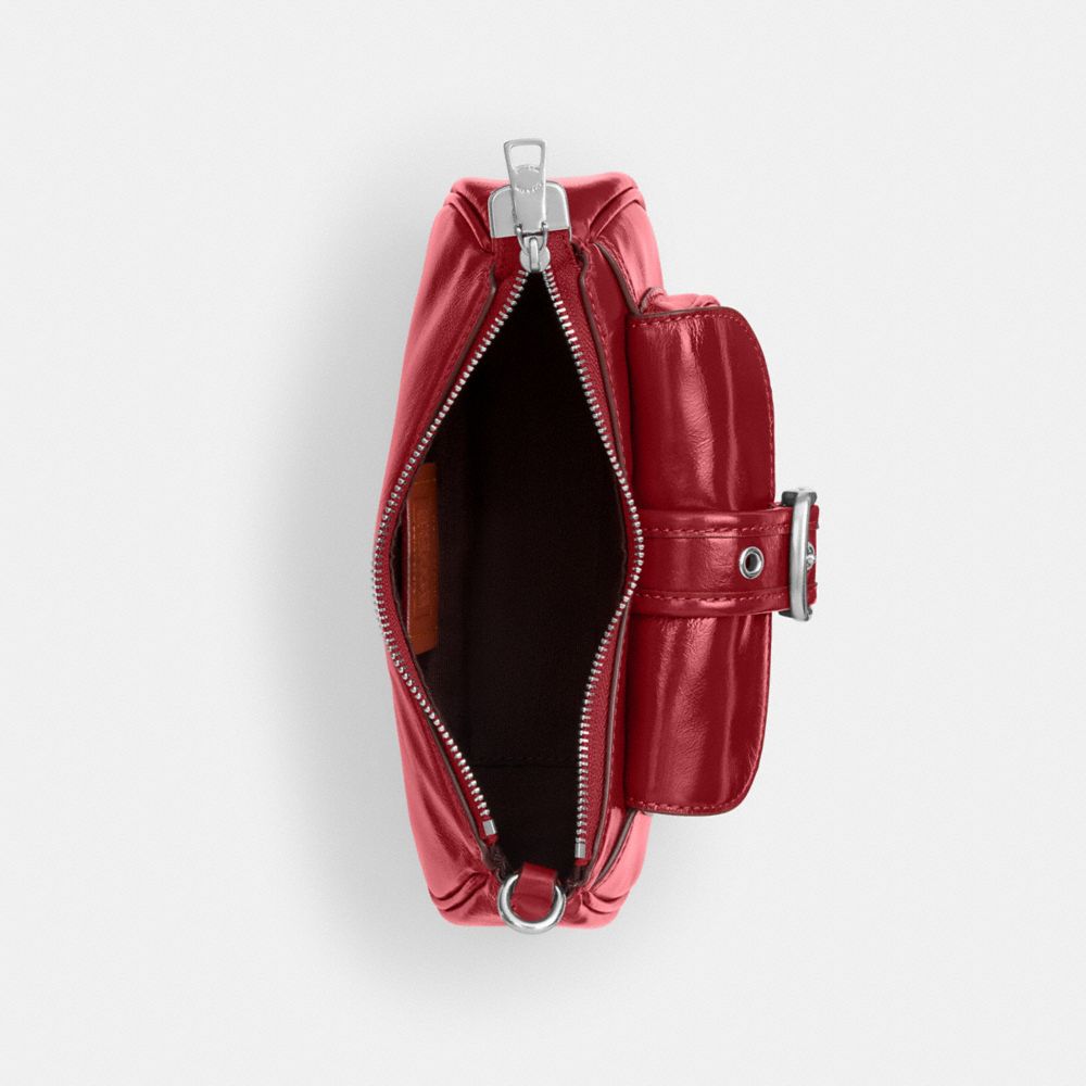 Coach Ashton Mini Shoulder Bag Silver Dark Cardinal