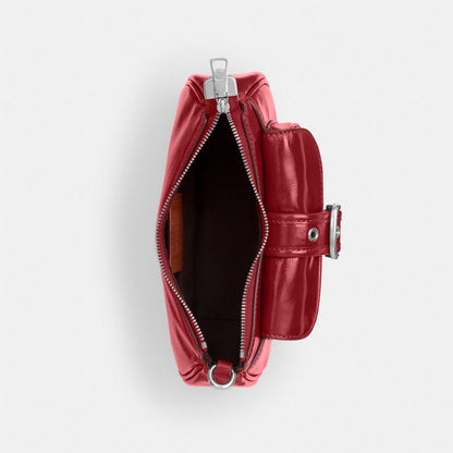 Coach Ashton Mini Shoulder Bag Silver Dark Cardinal