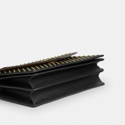 Coach Klare Envelope Crossbody Bag In Signature Canvas With Rivets Gold Walnut Black Multi