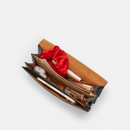 Coach Klare Envelope Crossbody Bag In Signature Canvas With Rivets Gold Walnut Black Multi