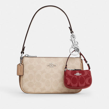 Coach Mini Nolita Bag Charm In Signature Denim Silver True Red