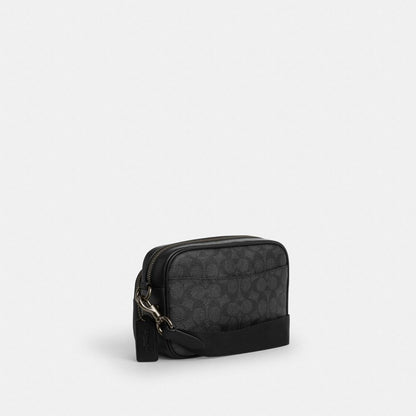 Coach Finlay Crossbody Bag In Signature Canvas Gunmetal Charcoal Black