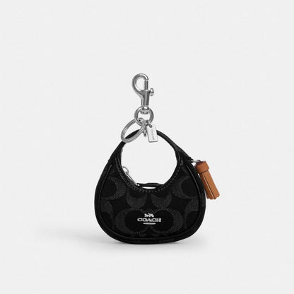 Coach Carmen Bag Charm In Signature Denim Silver Black