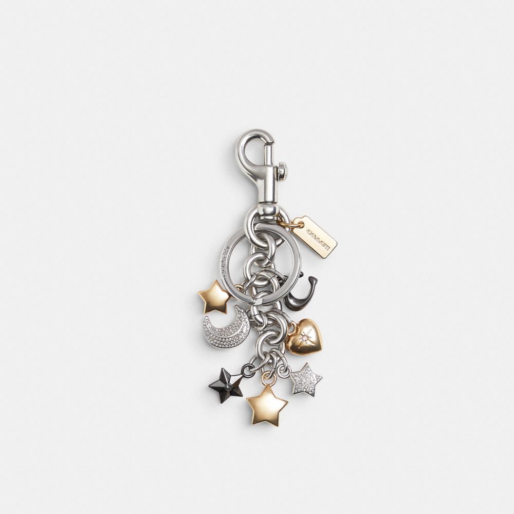 Coach Star Cluster Bag Charm Silver Multi