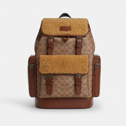 Coach Sprint Backpack In Signature Canvas Gunmetal Tan Vintage Brown