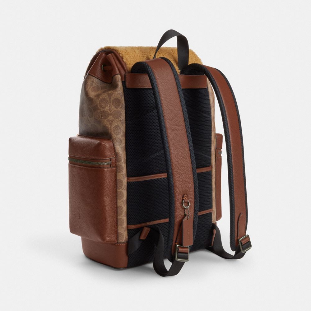 Coach Sprint Backpack In Signature Canvas Gunmetal Tan Vintage Brown