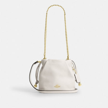 Coach Faye Mini Drawstring Bag With Ruching Gold Chalk