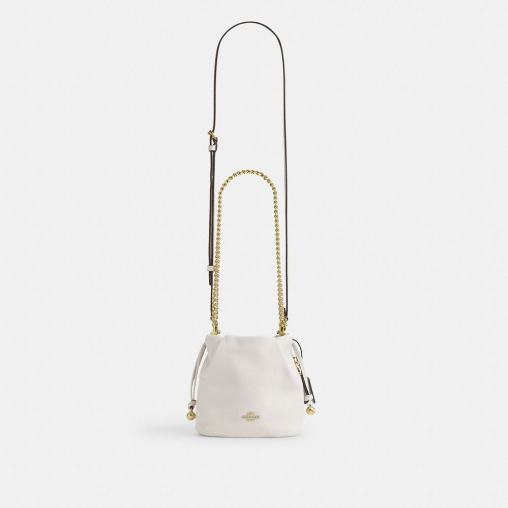 Coach Faye Mini Drawstring Bag With Ruching Gold Chalk