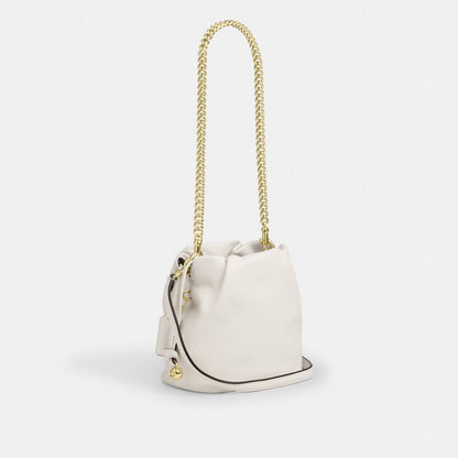 Coach Faye Mini Drawstring Bag With Ruching Gold Chalk