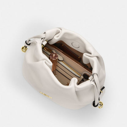 Coach Faye Mini Drawstring Bag With Ruching Gold Chalk