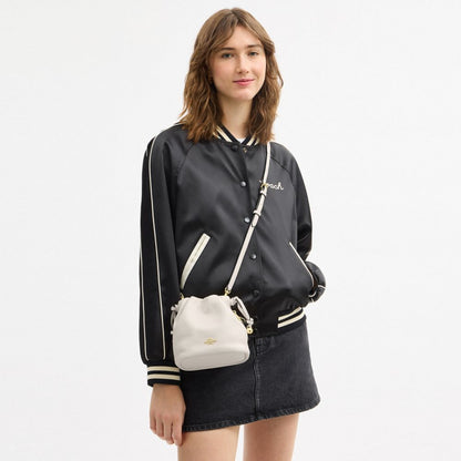 Coach Faye Mini Drawstring Bag With Ruching Gold Chalk