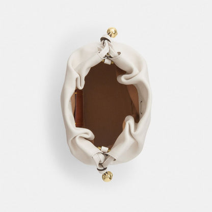 Coach Faye Mini Drawstring Bag With Ruching Gold Chalk