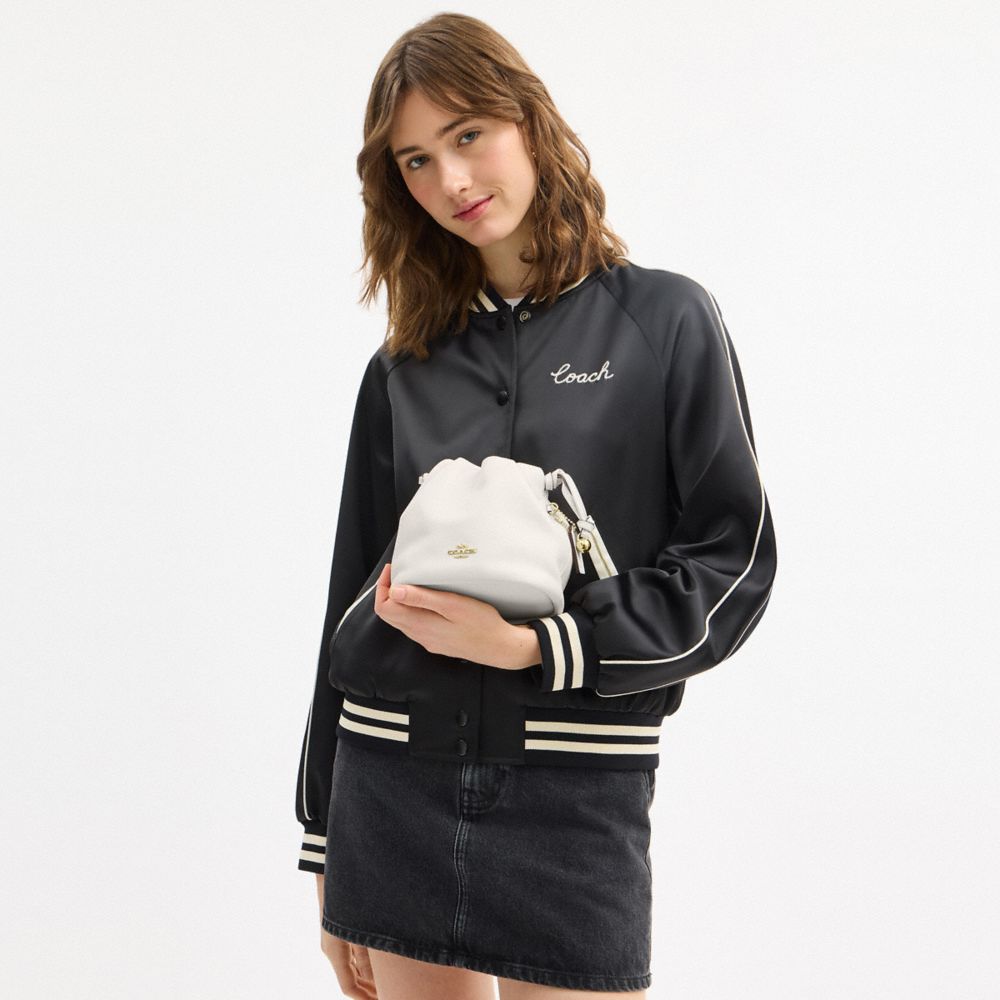 Coach Faye Mini Drawstring Bag With Ruching Gold Chalk