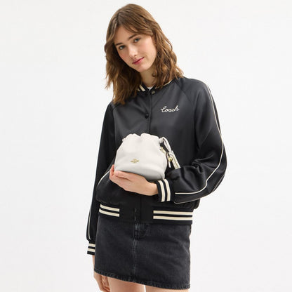 Coach Faye Mini Drawstring Bag With Ruching Gold Chalk