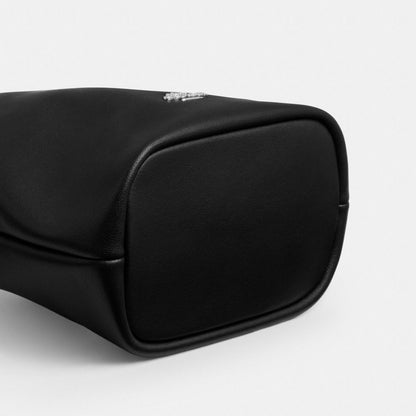 Coach Faye Mini Drawstring Bag With Ruching Silver