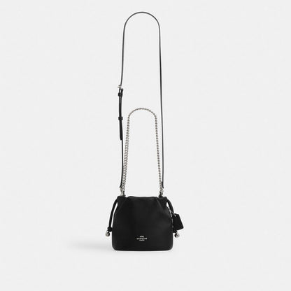 Coach Faye Mini Drawstring Bag With Ruching Silver