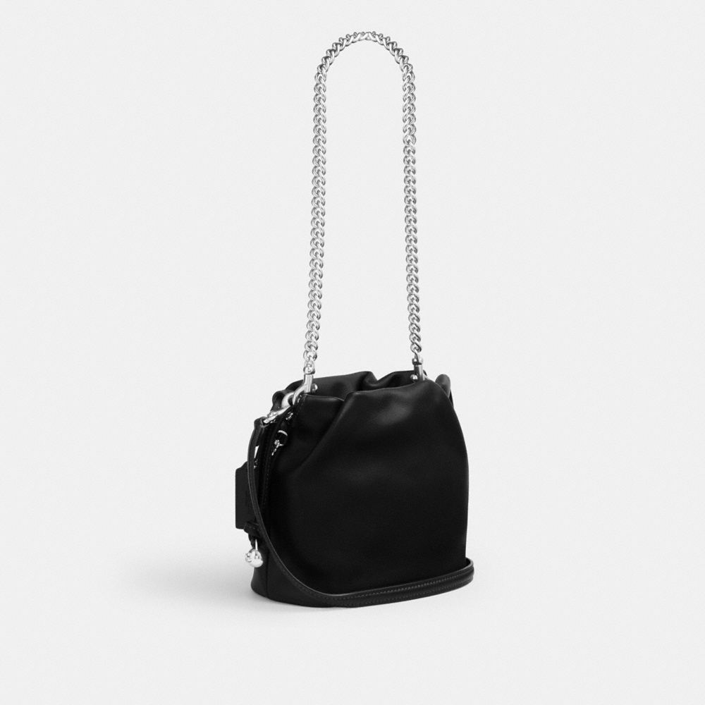 Coach Faye Mini Drawstring Bag With Ruching Silver