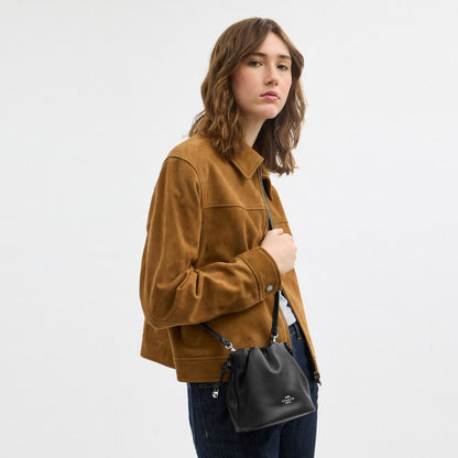 Coach Faye Mini Drawstring Bag With Ruching Silver