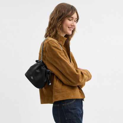 Coach Faye Mini Drawstring Bag With Ruching Silver