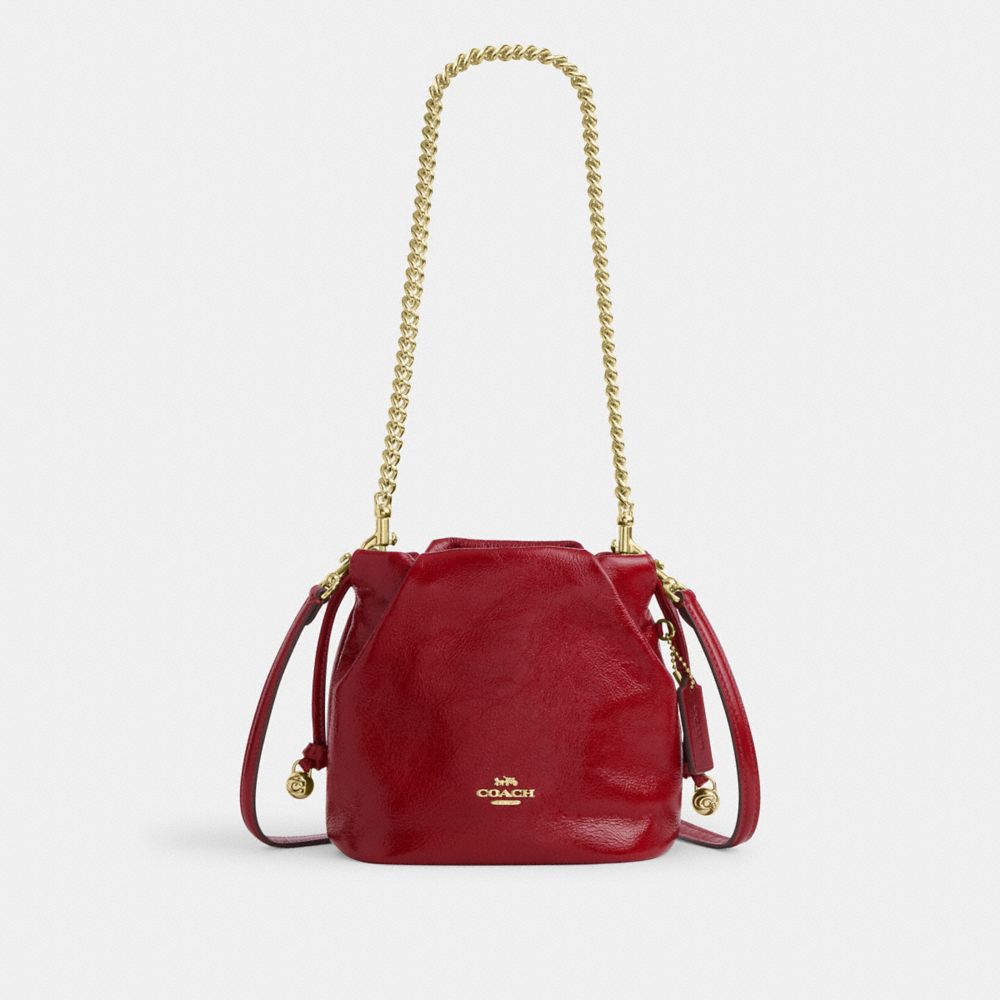 Coach Faye Mini Drawstring Bag Gold Dark Cardinal