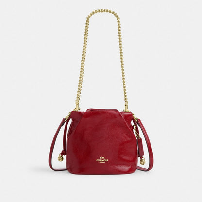Coach Faye Mini Drawstring Bag Gold Dark Cardinal