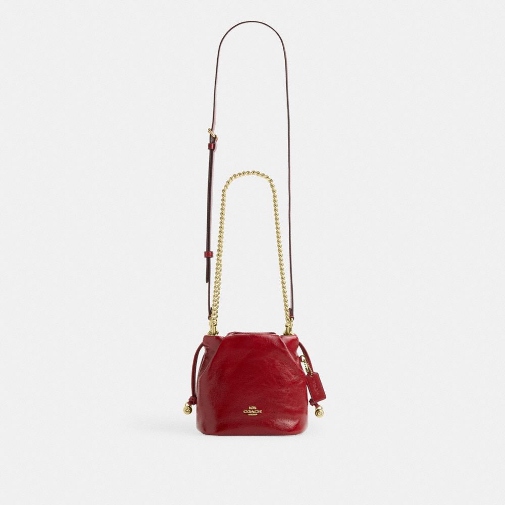 Coach Faye Mini Drawstring Bag Gold Dark Cardinal