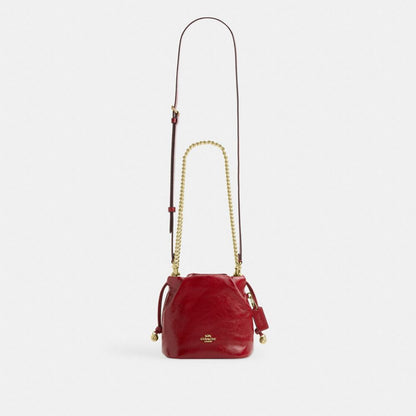 Coach Faye Mini Drawstring Bag Gold Dark Cardinal