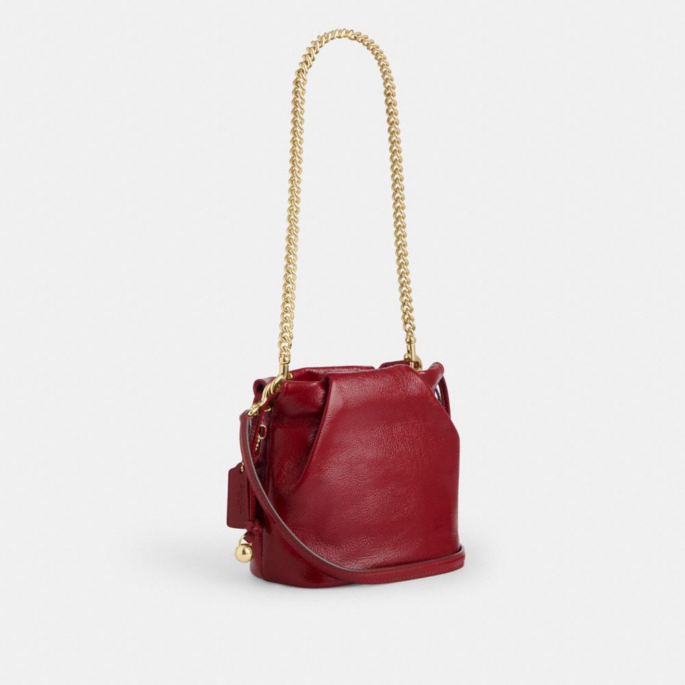 Coach Faye Mini Drawstring Bag Gold Dark Cardinal