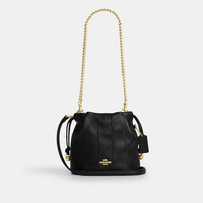 Coach Faye Mini Drawstring Bag With Quilting Gold Black