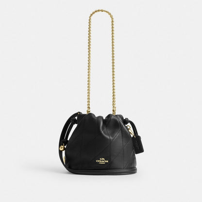 Coach Faye Mini Drawstring Bag With Quilting Gold Black