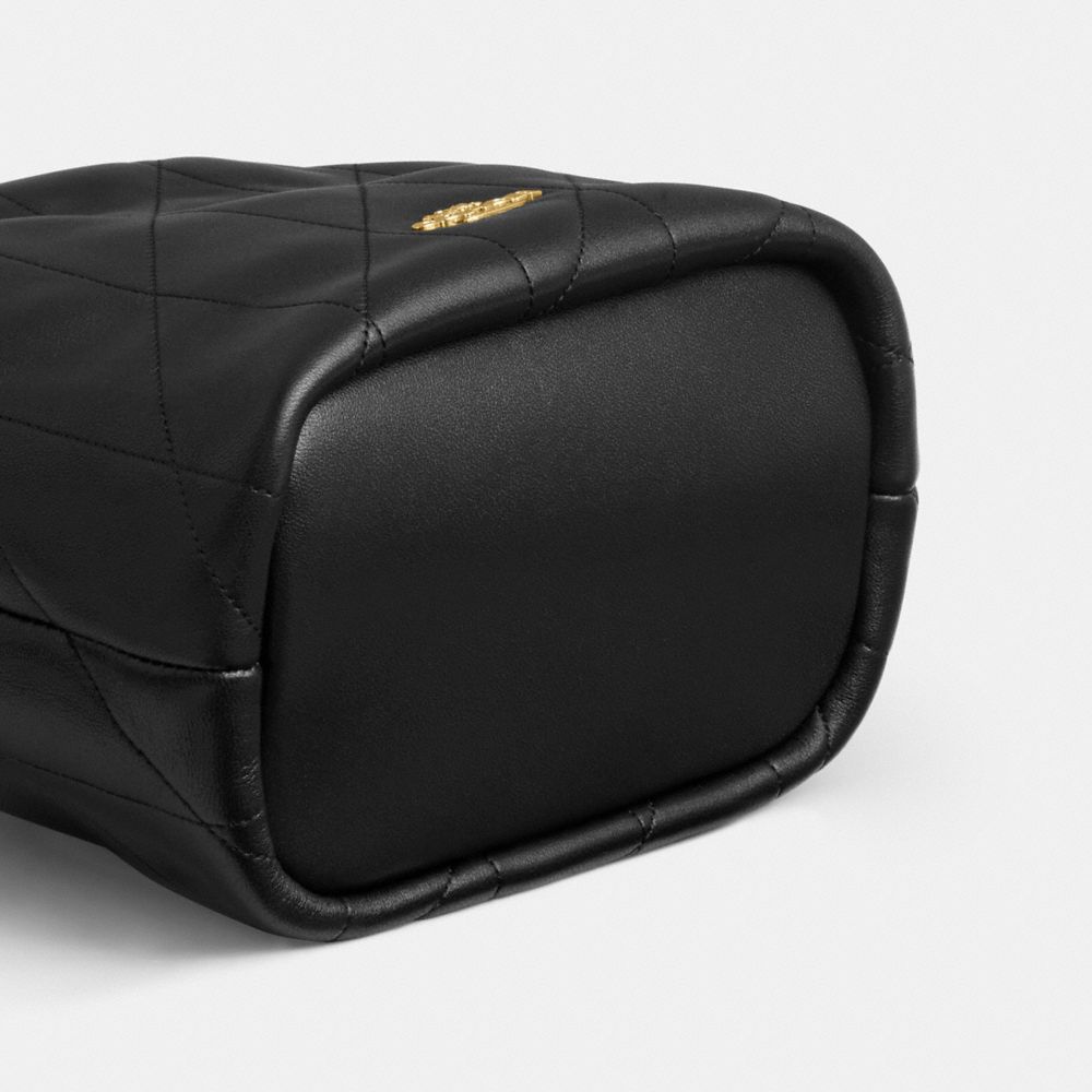 Coach Faye Mini Drawstring Bag With Quilting Gold Black