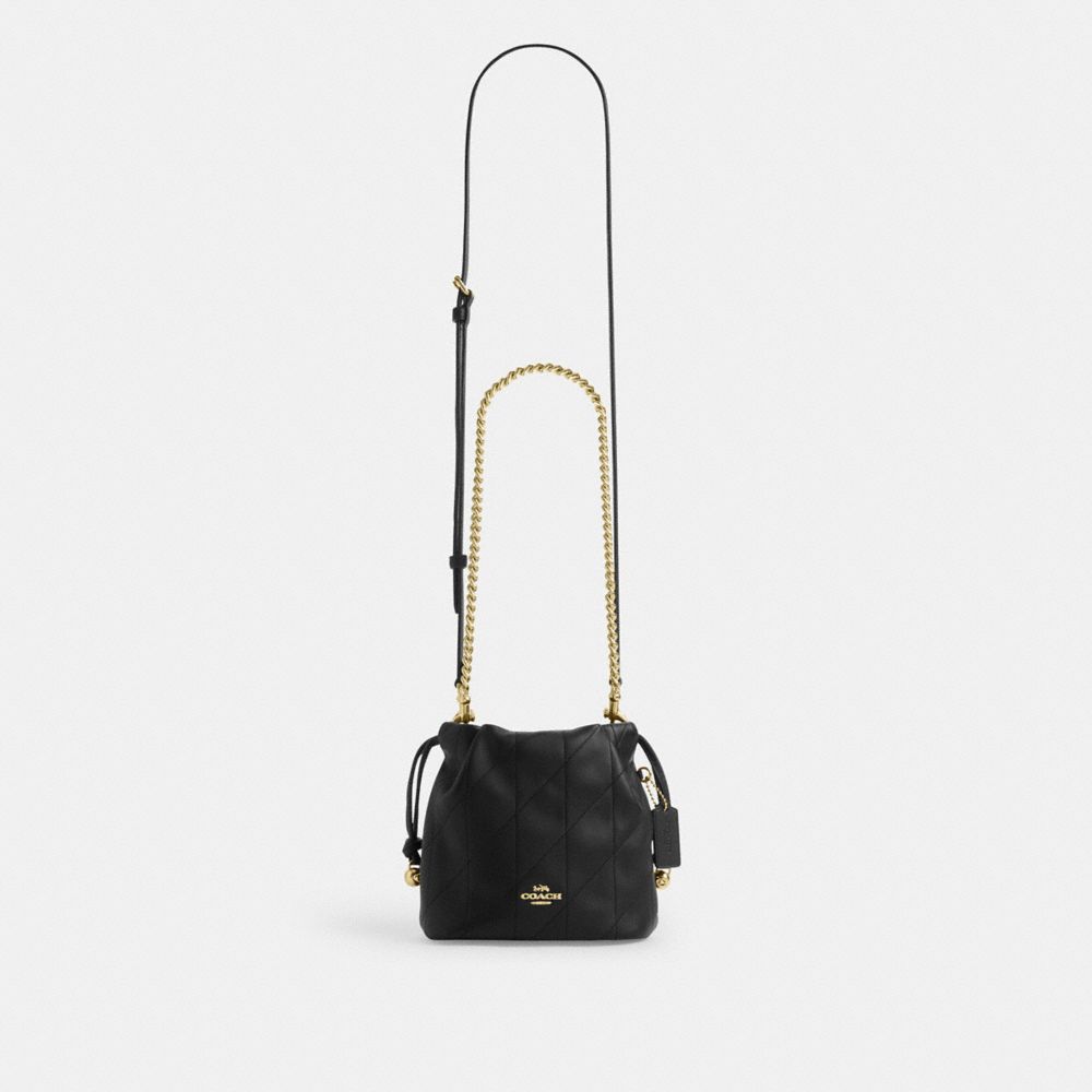 Coach Faye Mini Drawstring Bag With Quilting Gold Black