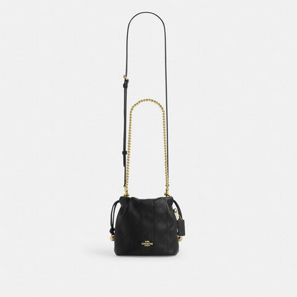 Coach Faye Mini Drawstring Bag With Quilting Gold Black