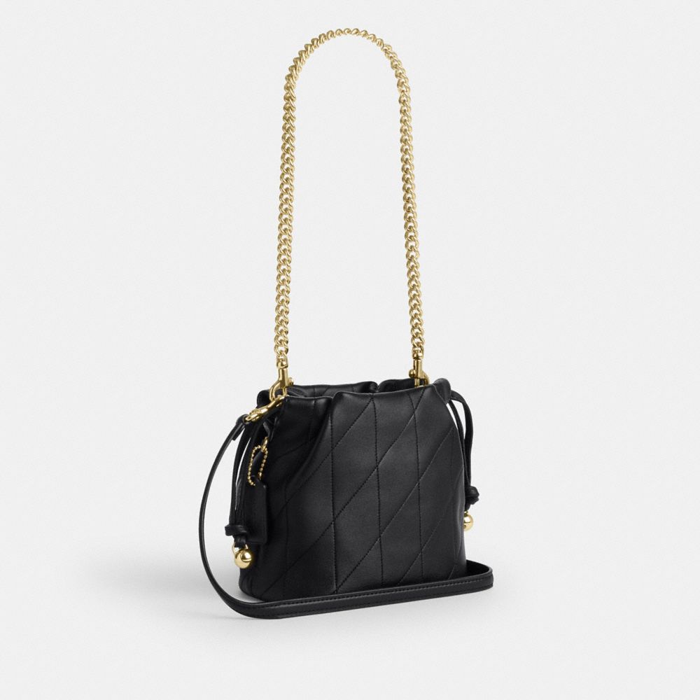 Coach Faye Mini Drawstring Bag With Quilting Gold Black