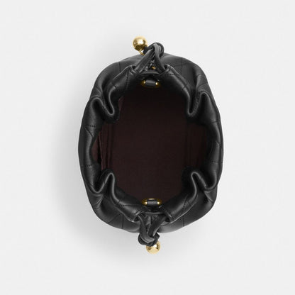 Coach Faye Mini Drawstring Bag With Quilting Gold Black