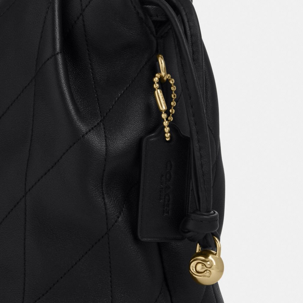 Coach Faye Mini Drawstring Bag With Quilting Gold Black