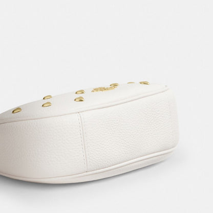 Coach Carmen Mini Crossbody Bag With Heart Rivets Gold Chalk