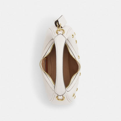 Coach Carmen Mini Crossbody Bag With Heart Rivets Gold Chalk