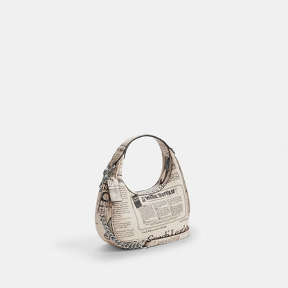 Coach Carmen Mini Crossbody Bag With Newspaper Print Silver Chalk Multi