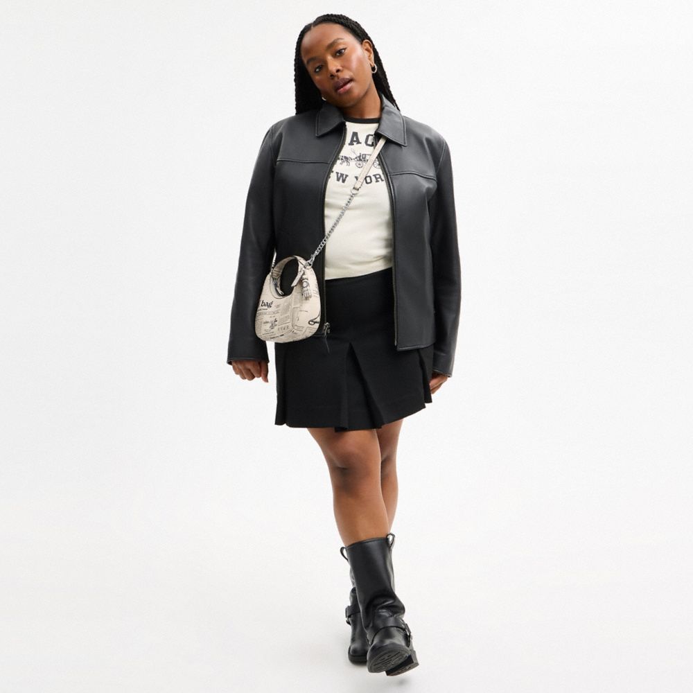 Coach Carmen Mini Crossbody Bag With Newspaper Print Silver Chalk Multi