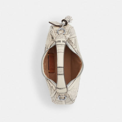 Coach Carmen Mini Crossbody Bag With Newspaper Print Silver Chalk Multi