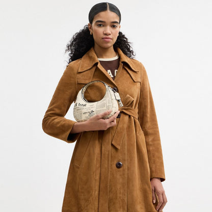 Coach Carmen Mini Crossbody Bag With Newspaper Print Silver Chalk Multi