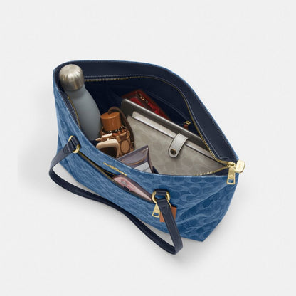 Coach Station Tote Bag In Signature Denim Gold Indigo