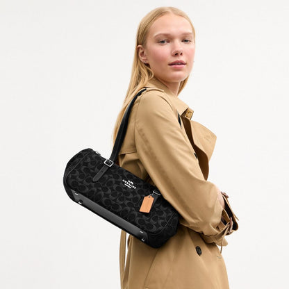 Coach Asher Shoulder Bag In Signature Denim Silver Black